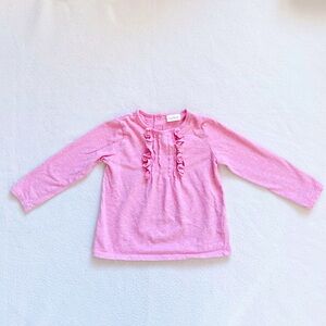 4/$22 Next Baby Pink Long Sleeve Ruffle Tee Blouse Cotton 12-18M Lightweight